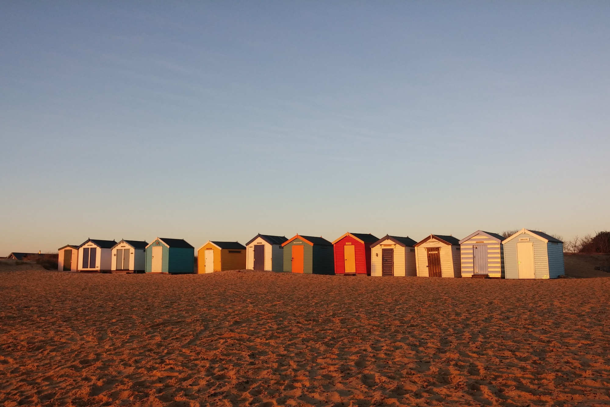 Beach huts on Southwold Pier in Suffolk