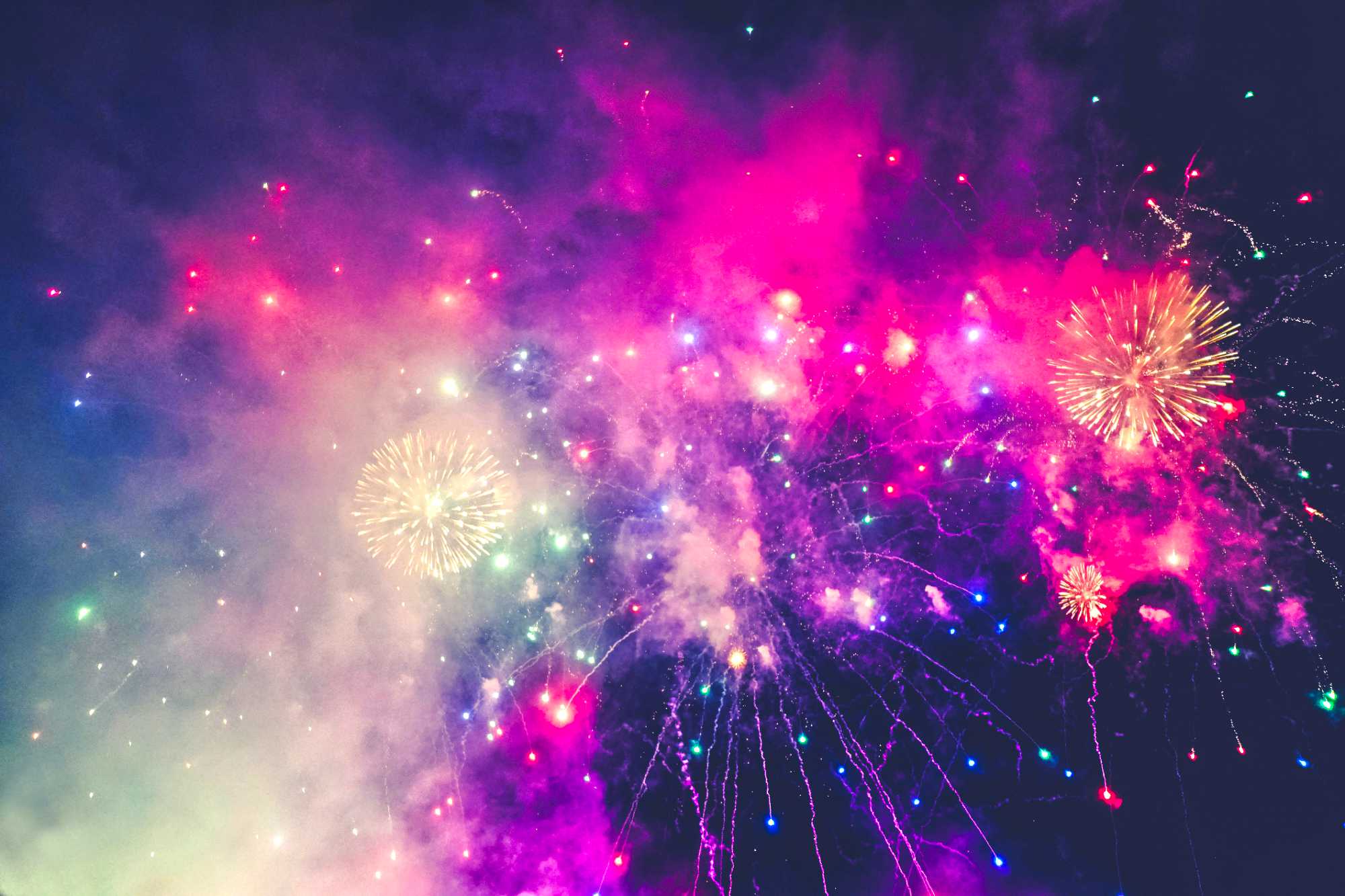 Bright fireworks in the sky