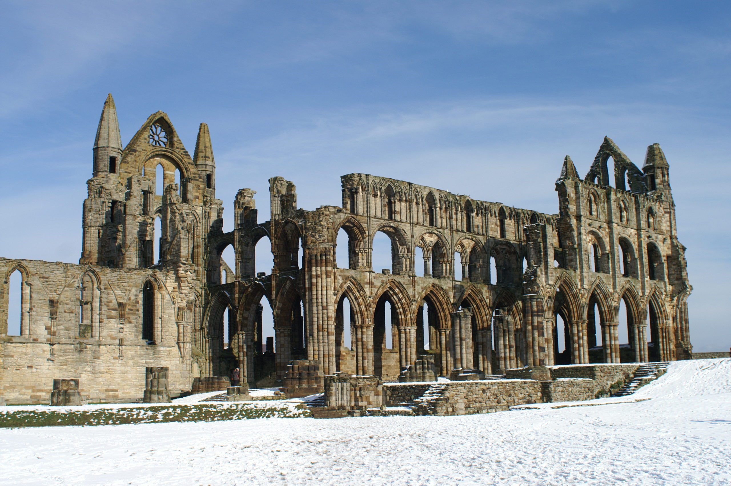 Whitby Abbey in the snow