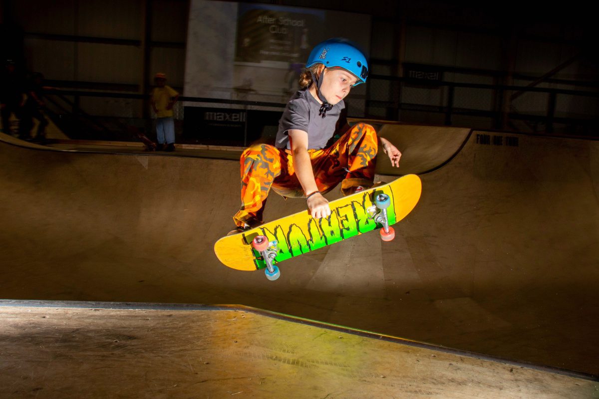 Harrison skateboarding