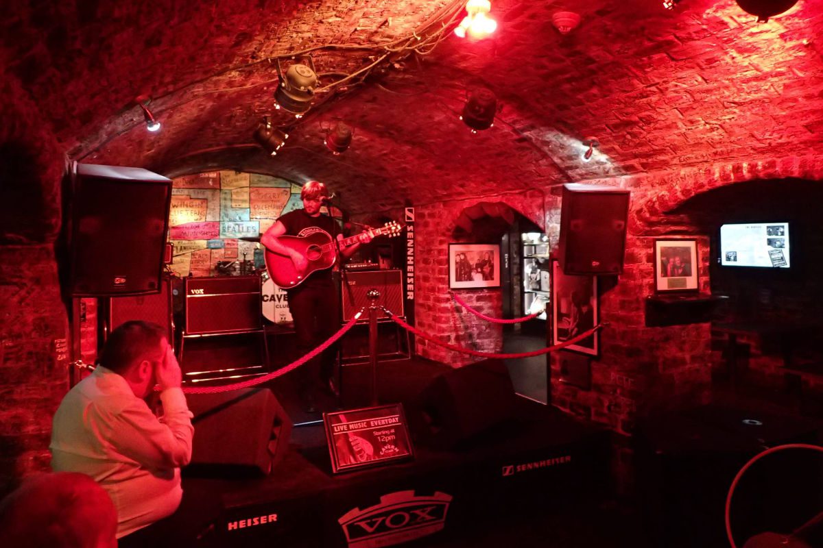 Band playing at the Cavern Club in Liverpool
