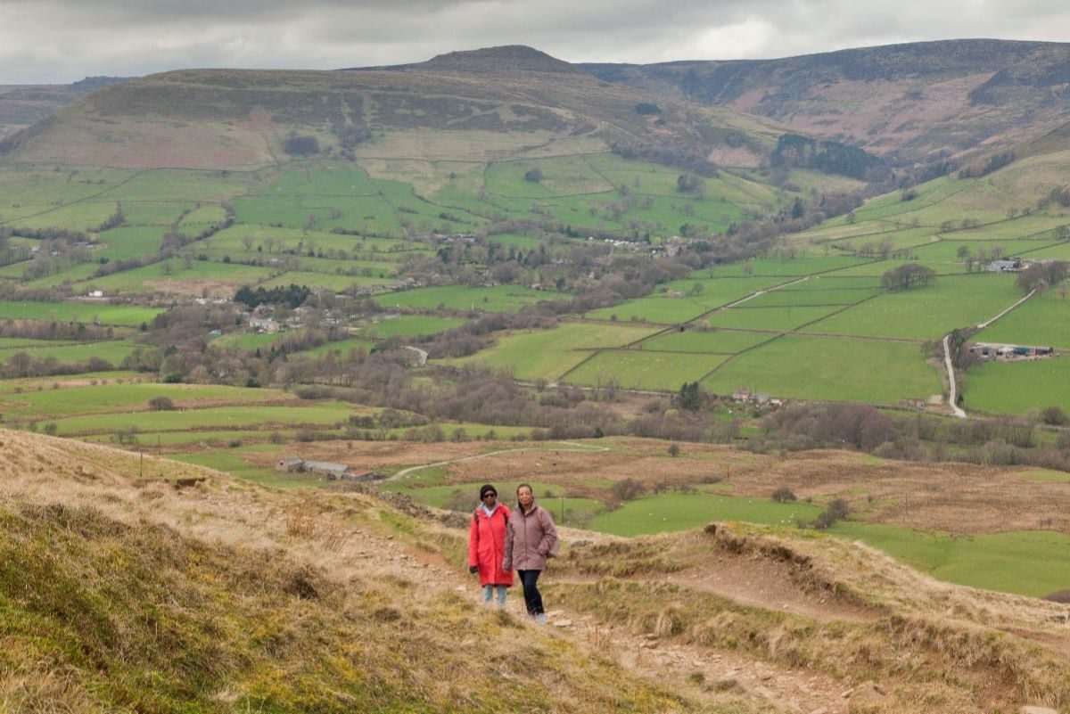 Members of the Peak District Mosaic Group walking in Edale, Derbyshire