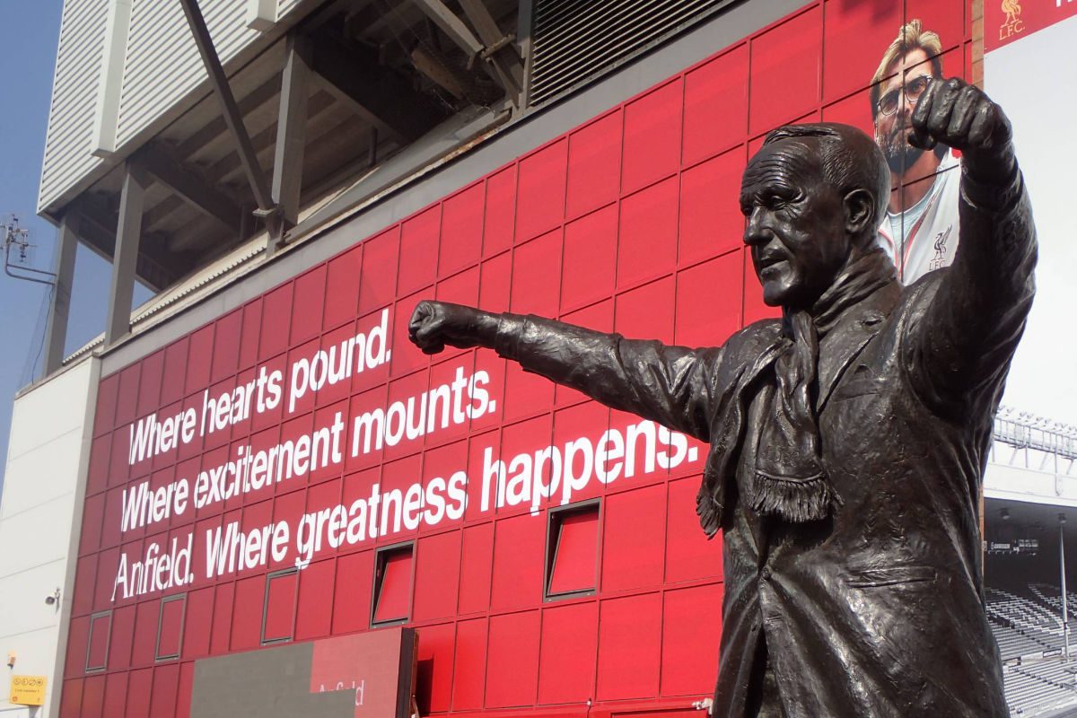 Statue outside Liverpool Football Club stadium