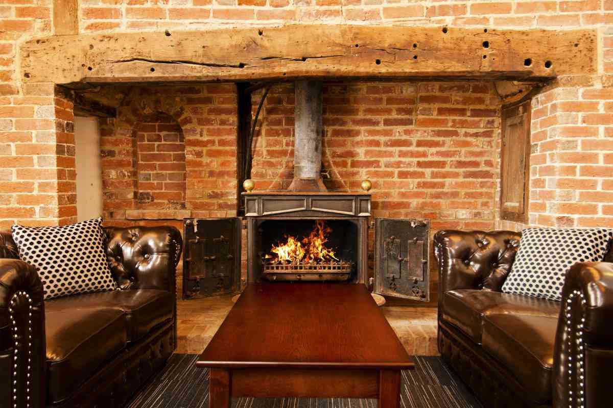 Rustic fireplace at YHA South Downs