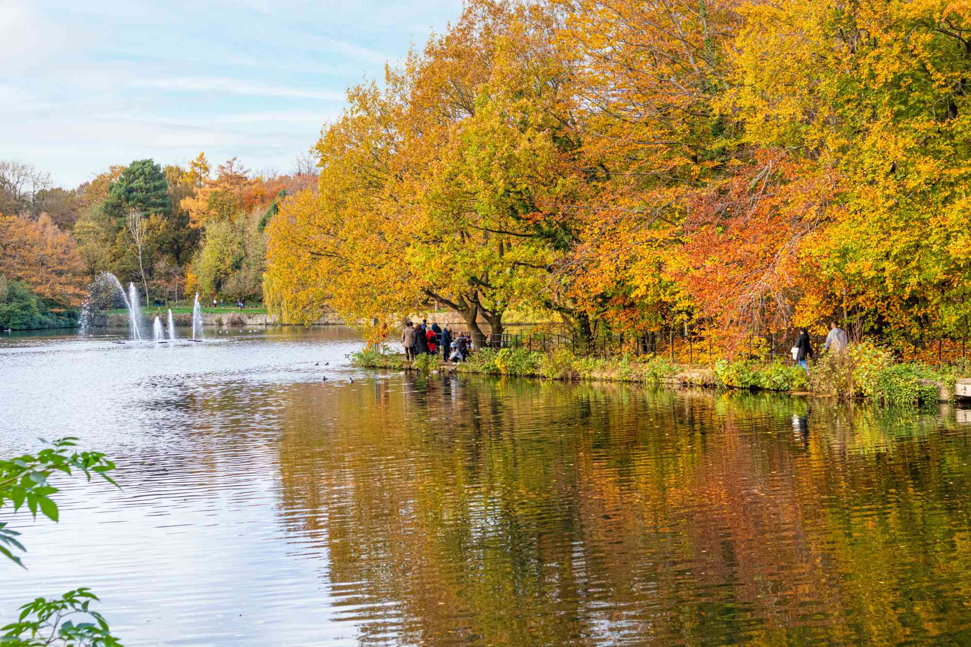 The Upper Lake in autumn at Roundhay Park, Leeds, Yorkshire
