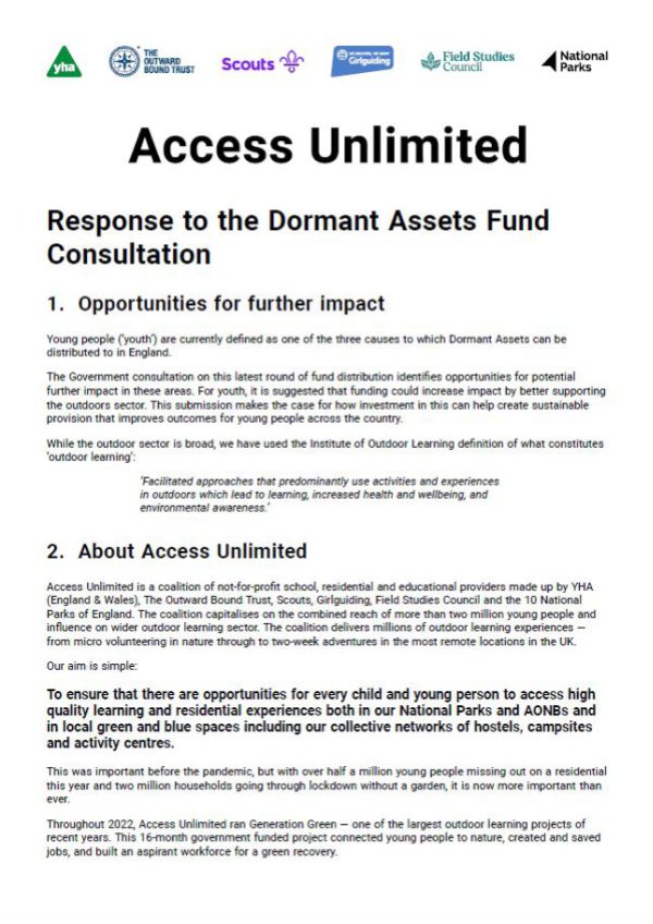 Access Unlimited response to Dormant Assets Fund Consultation cover