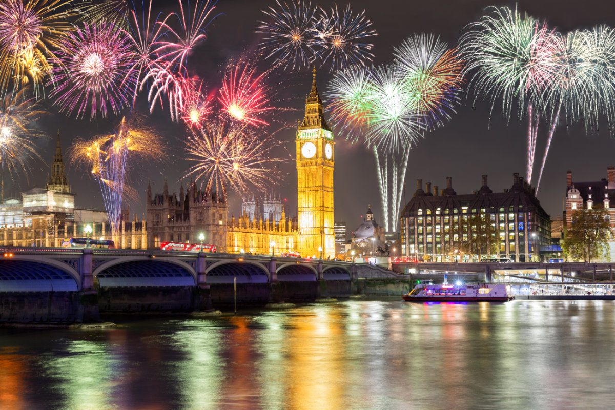 Fireworks over London night 