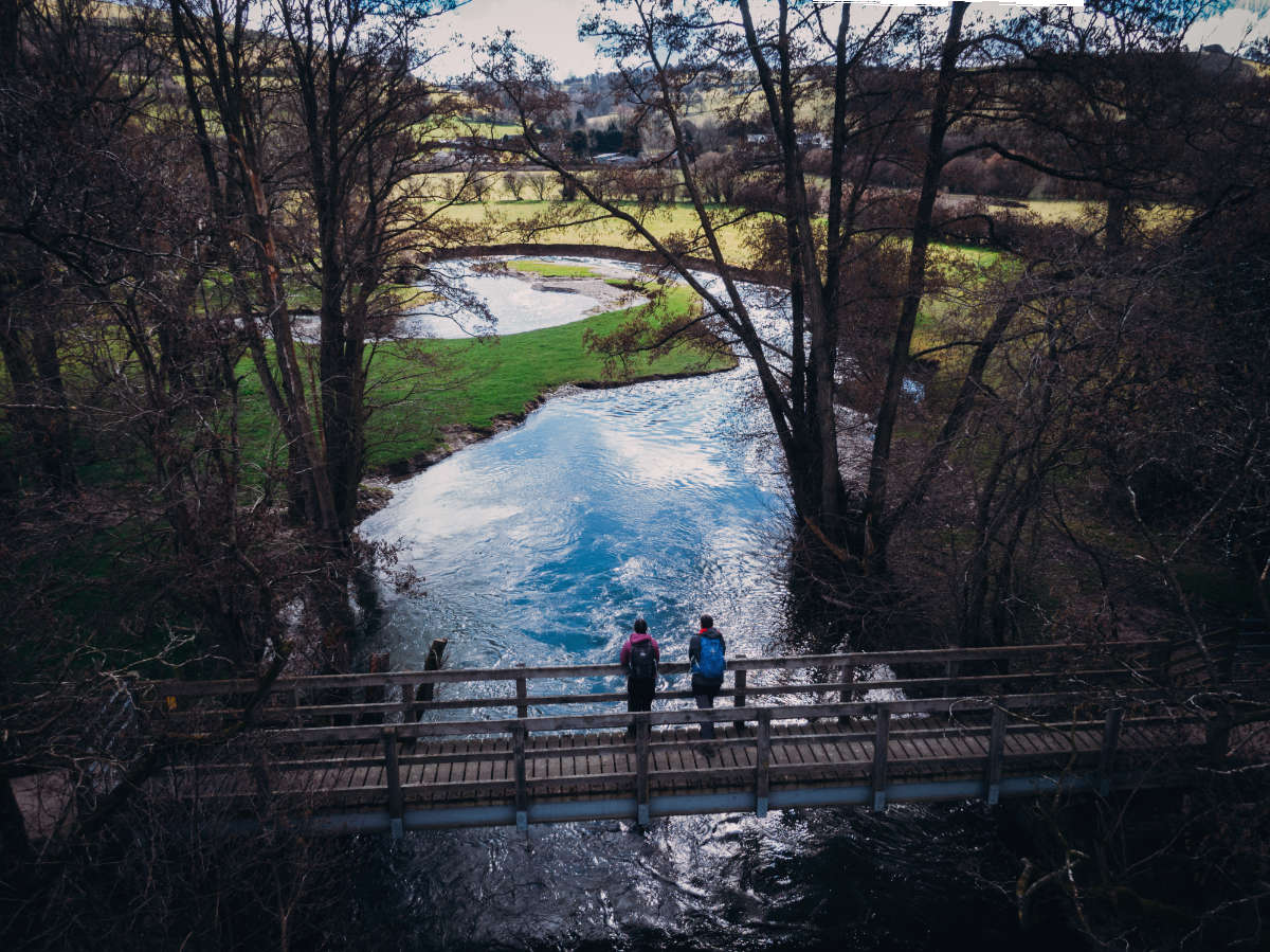 Offa's Dyke hikers on bridge