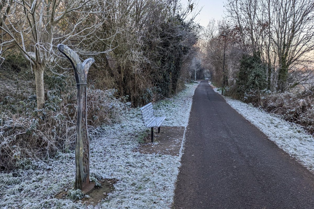 Cycle path on a frosty morning