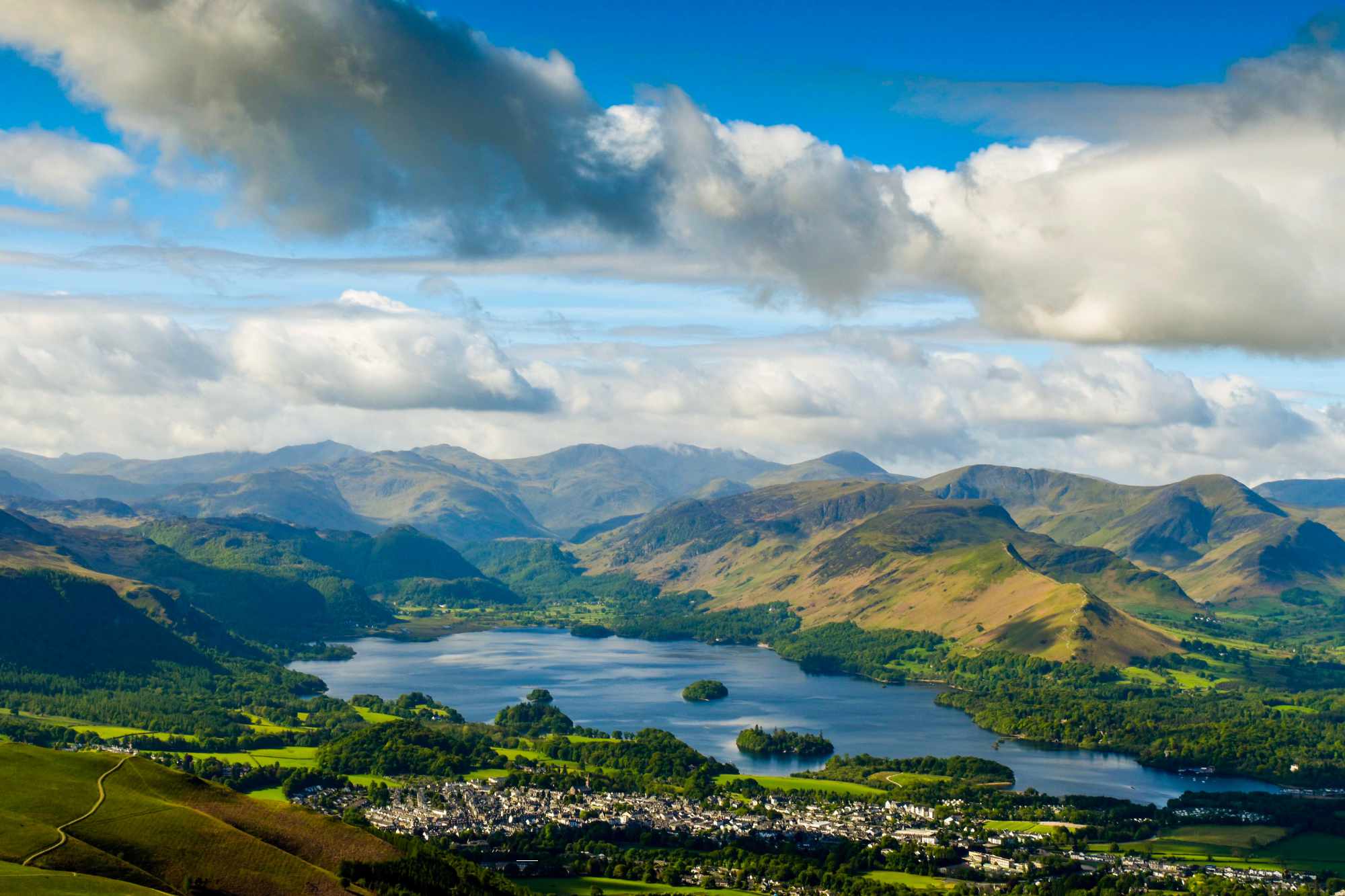 A photo of the Lake District in the sun