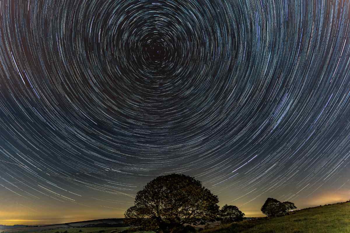 A star trail over the South Downs