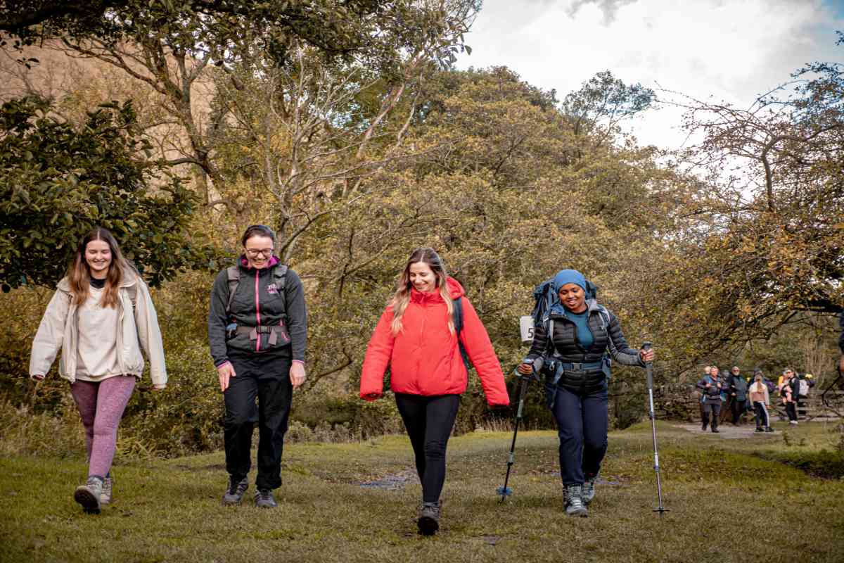 A group of women on a walk in the Peak District in autumn