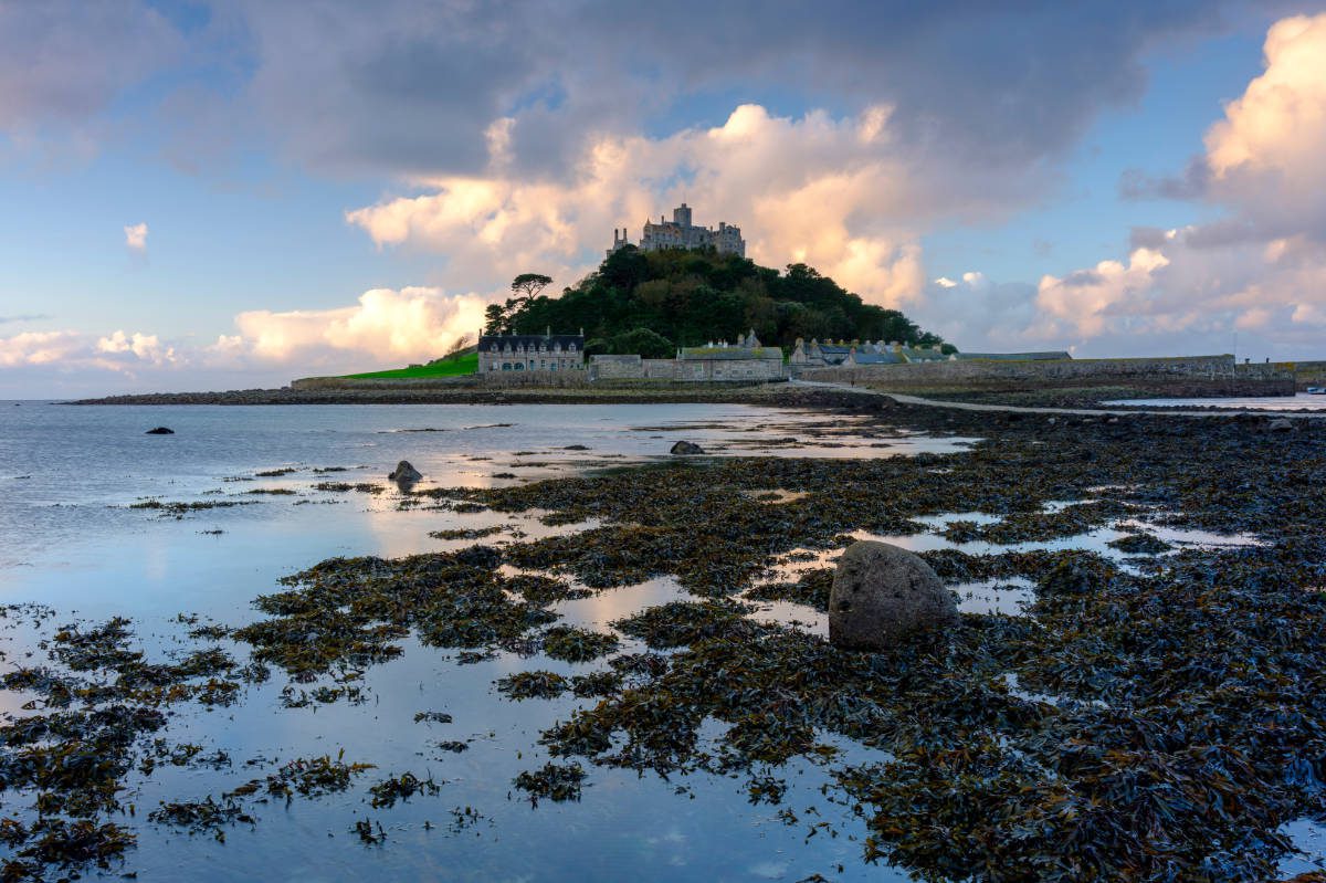 Autumn sunrise over St Michaels Mount in Cornwall