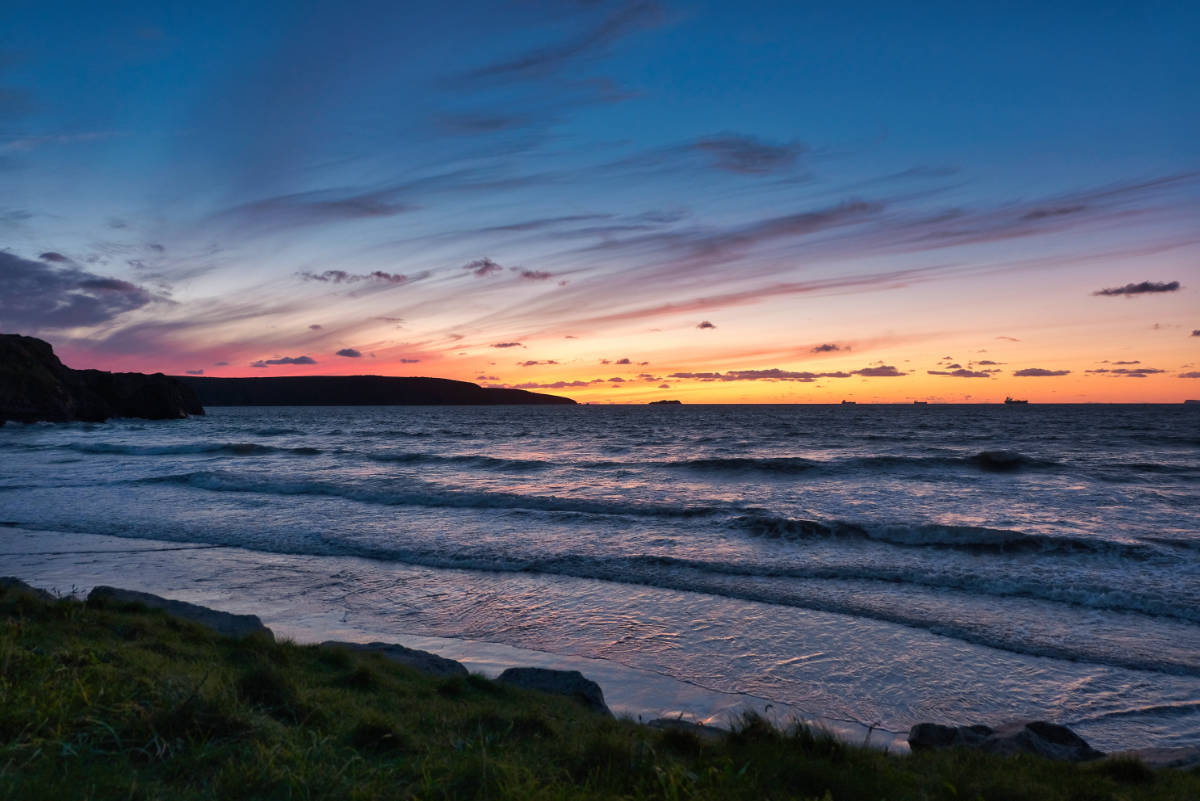 Broad Haven at sunset in Pembrokeshire