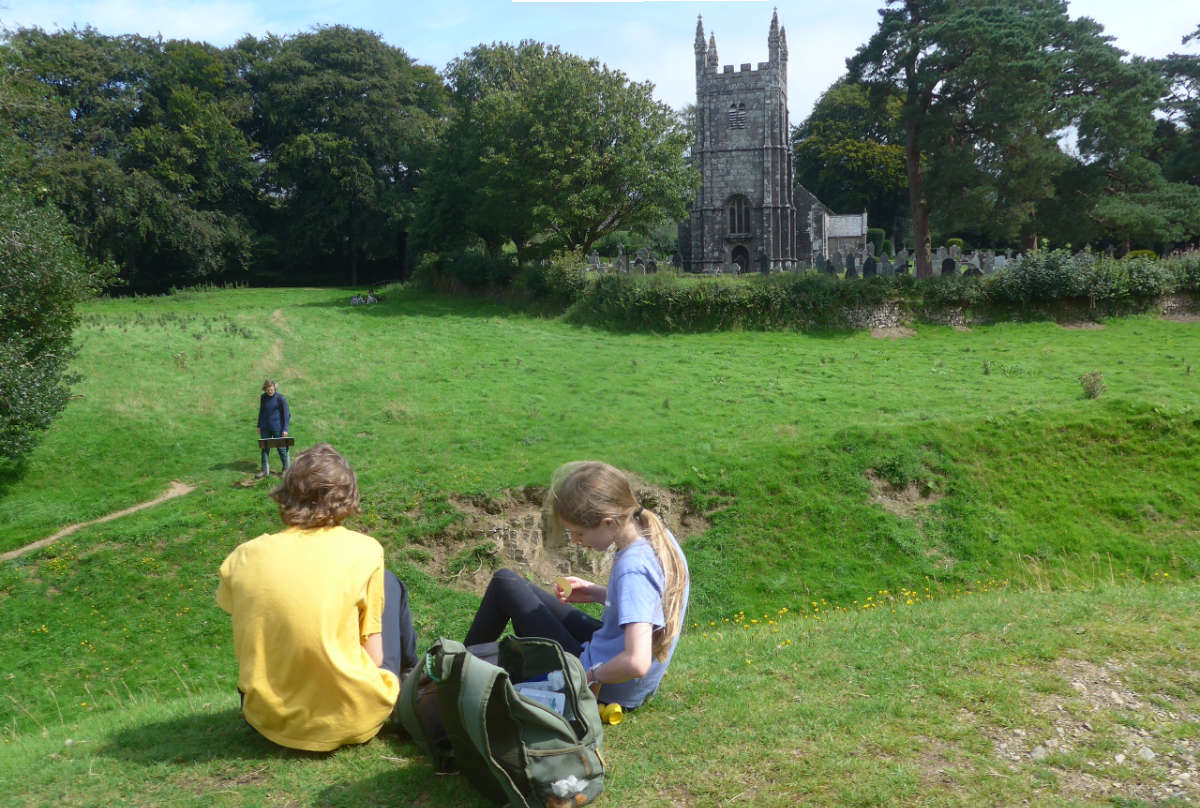 children enjoying a picnic at Lydford