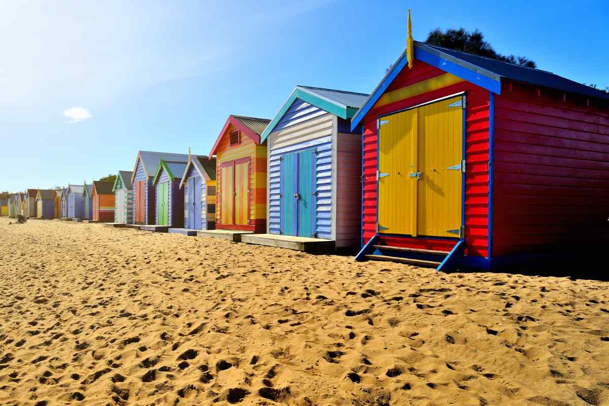 Brighton Beach Boxes in hot sunny day