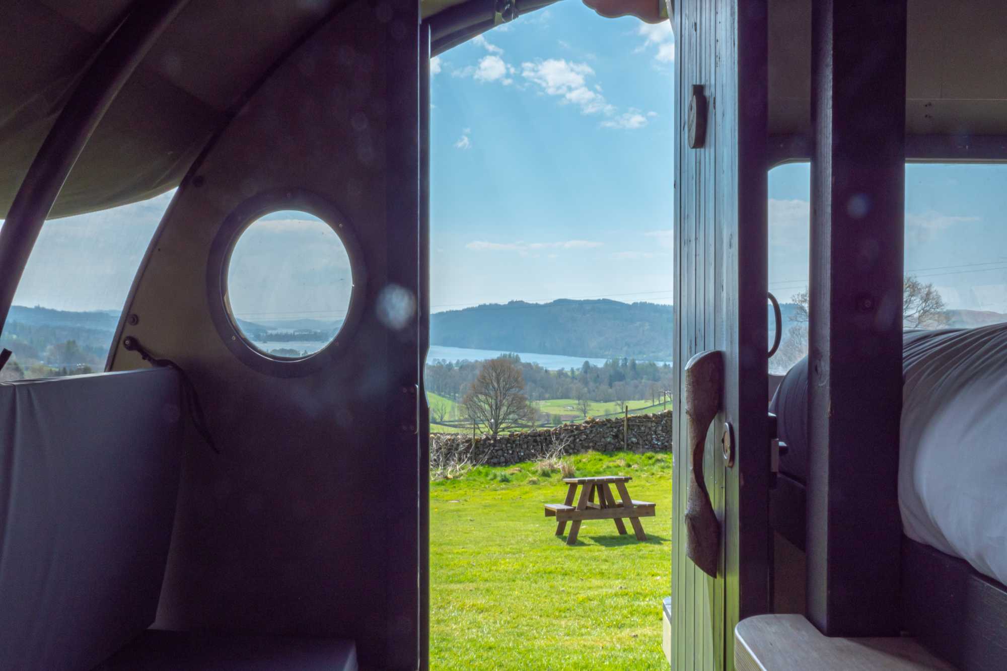 The view from a landpod at YHA Windermere