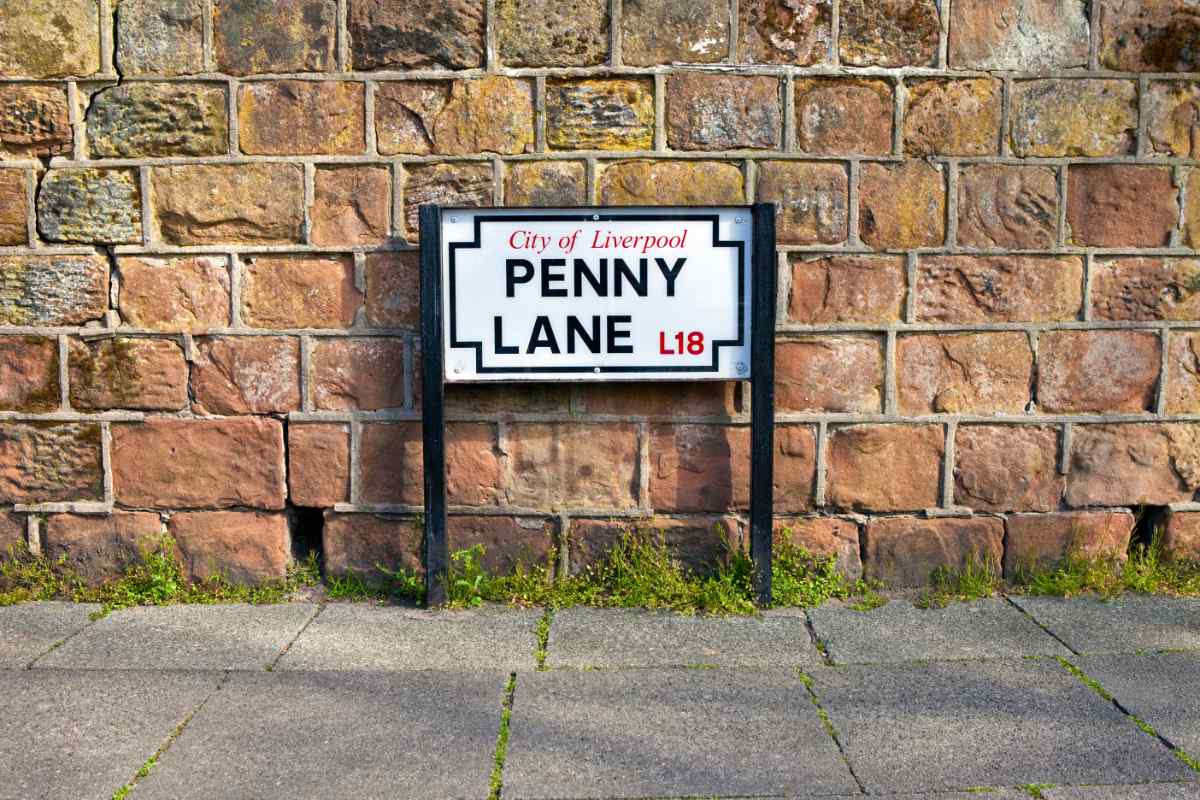 Penny Lane in Liverpool.  The street was immortalised in a song by 'The Beatles'.