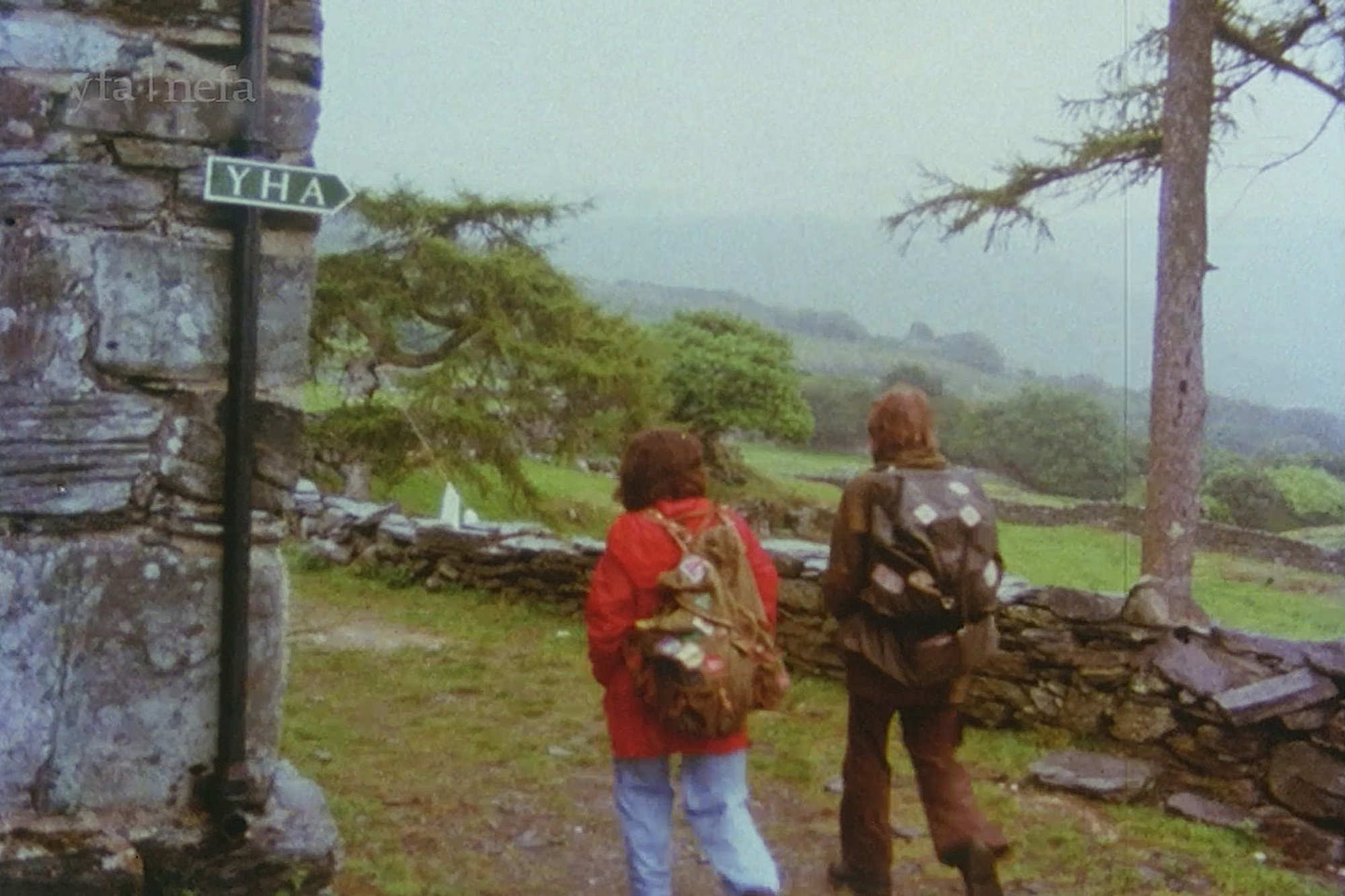 Two walkers in the YHA film archive