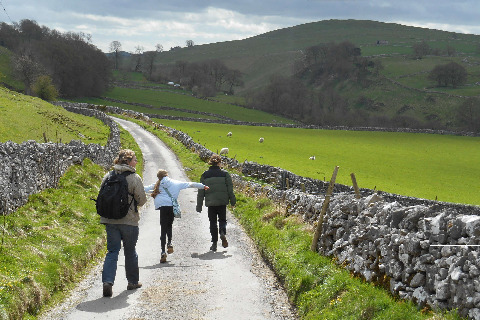 Jenny Lunnon's family wandering through the peak district countryside