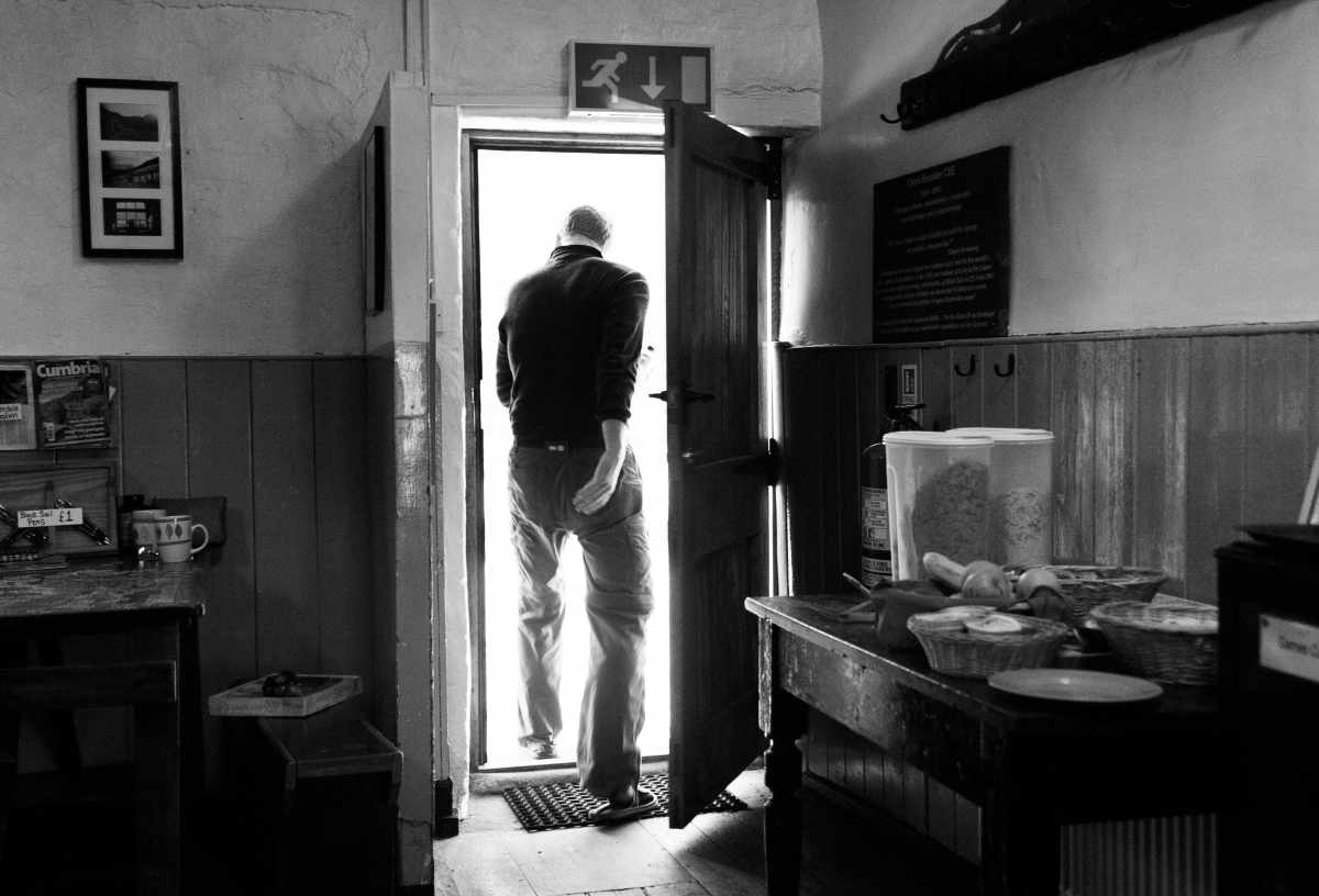 Person in the doorway at YHA Black Sail