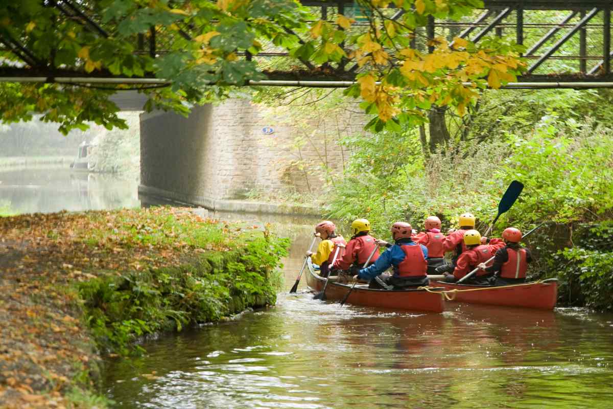 Group of children canoeing