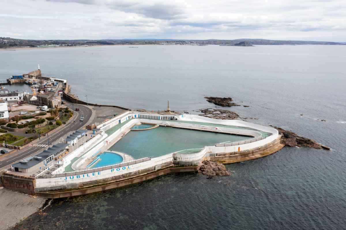 Aerial image of Jubilee Pool, Penzance, Cornwall, UK