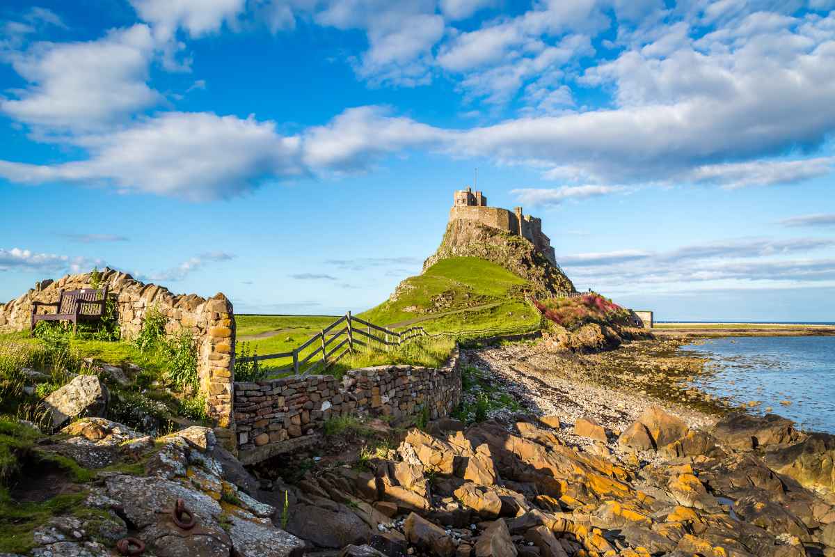 Lindisfarne Castle on the Northumberland coast, England